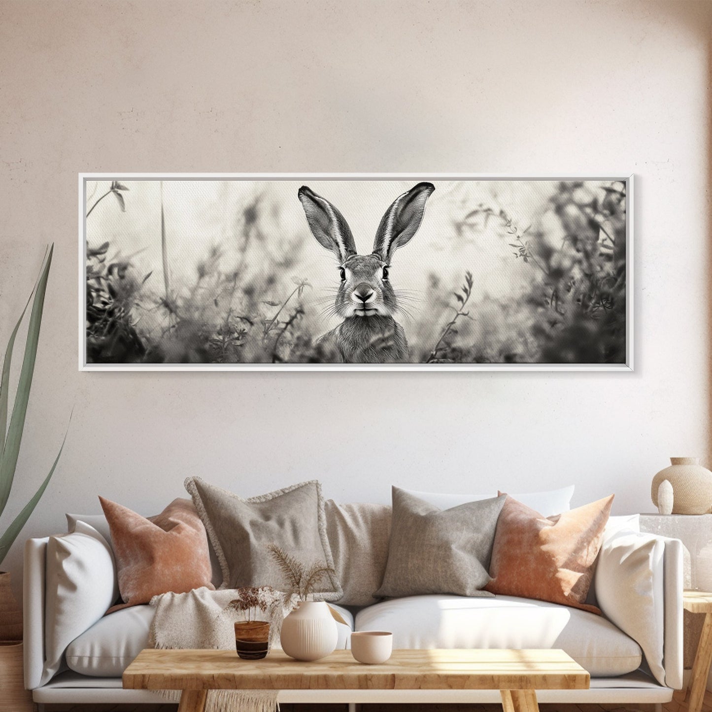 Curious Rabbit, Meadow Watch, Nature Close-Up, Canvas Print, Farmhouse animal art, Nursery decor, Whimsical wildlife, Woodland home touch