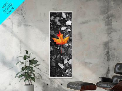 Maple Leaf Focus, Autumn Ground, Fall Vibes, Canvas Print, Nature Photography, Minimalist Art, Entryway Wall Decor, Earth Tone Aesthetic