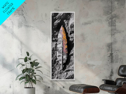 Stone Leaf, Earth Tones, Nature Fossil, Ancient Texture, Framed Canvas Print, Fall Wall Art, Rustic Decor Accent, Boho Nature Artwork
