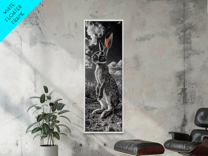 Wild Rabbit, Sunset Ears, Desert Animal, Wildlife Close-Up, Framed Canvas Print, Boho Animal Decor, Living Room Accent, Nature Wall Art