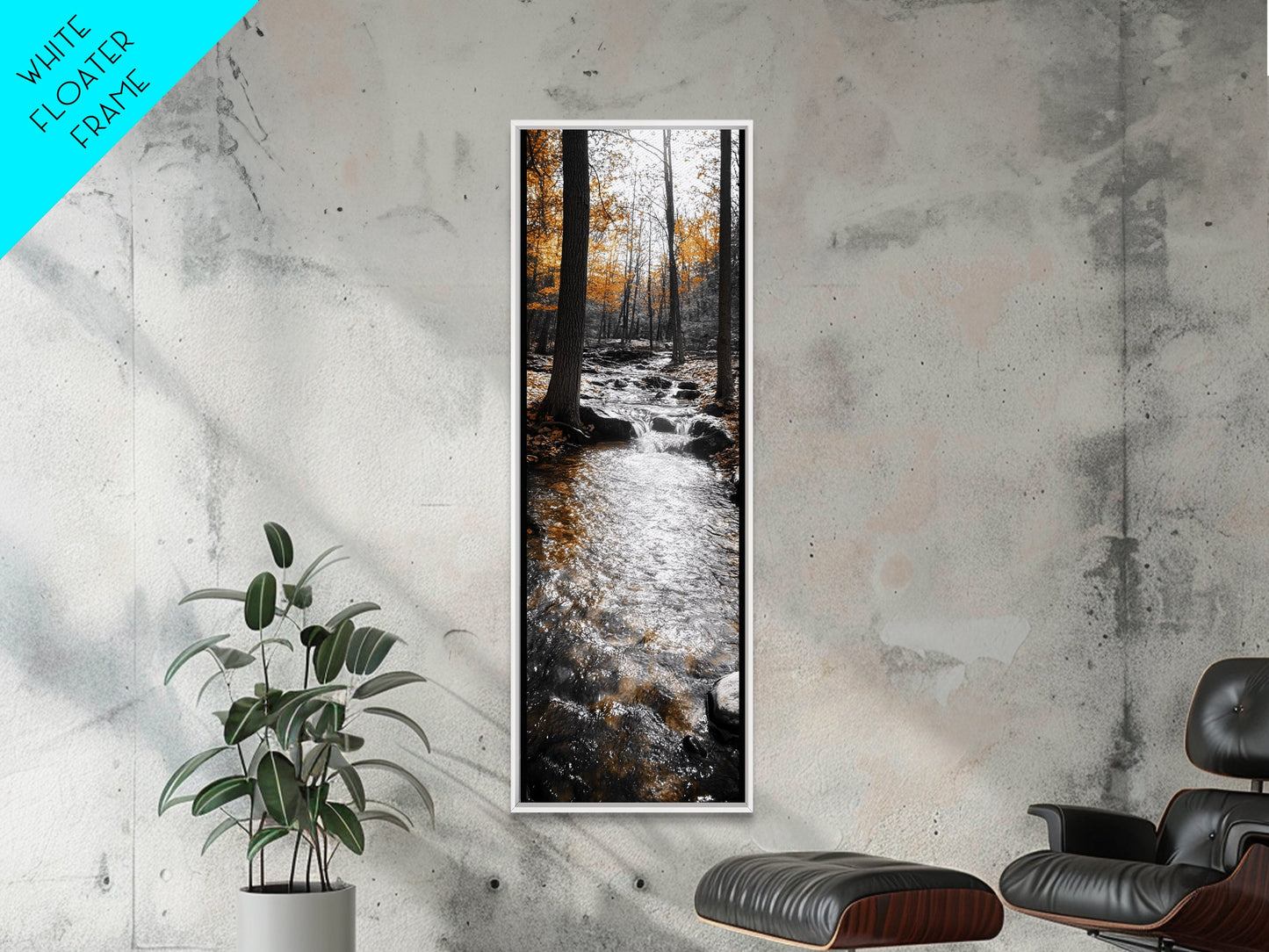 Forest Stream, Autumn Woods, Nature Serenity, Framed Canvas Print, Tranquil Fall Wall Art, Hallway Decor, Rustic Cabin Style Woodland Art