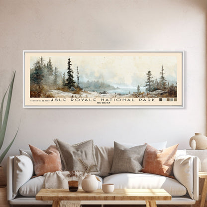 Isle Royale National Park, Michigan Watercolor Print, Vacation Gift, Michigan Wall Art, Beach Painting, Beach Decor, Large Wall Art, Wood Frame Art