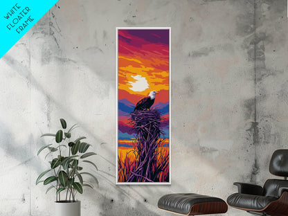 Vibrant Sunset Eagle, Canvas Print, bird art, landscape painting, moody art, rustic décor, southwest wall art, pine tree art, gift idea him