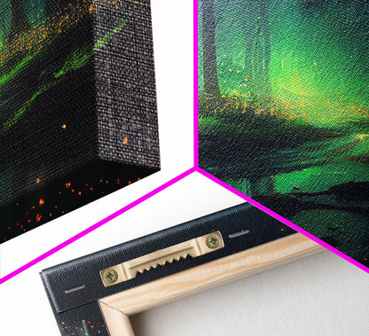 Fireflies In Forest Swamp Night Green Wall Poster, Wall Decor, Wall Art Print, Fine Art Print