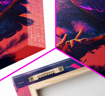 Nature Bird Hawk Perched On Branch Purple Sunset Fine Art Print, Wall Decor, Wall Poster, Wall Art Print