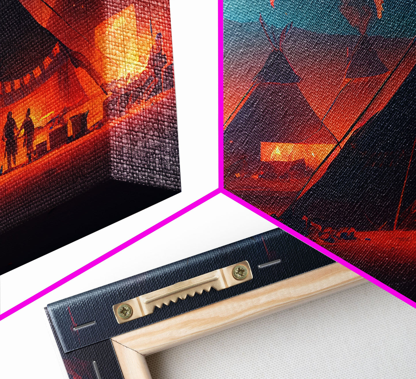 Native American Tipis, Framed Canvas Print, wild west style art