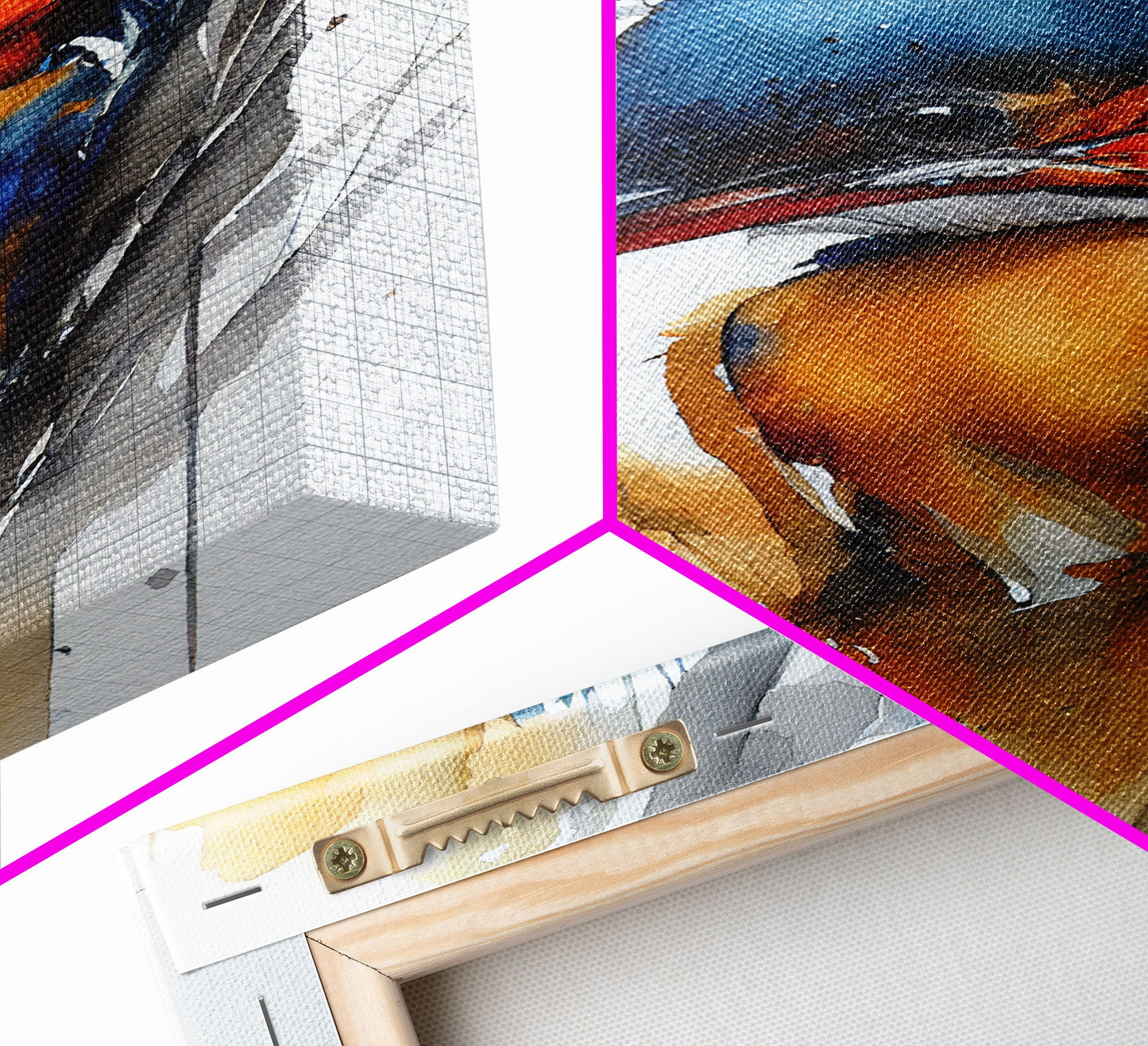 Watercolor of a Kingfisher, Framed Canvas Print, Bird Painting, Bird Watcher Art, Blue and Orange Kingfisher Watercolor Painting