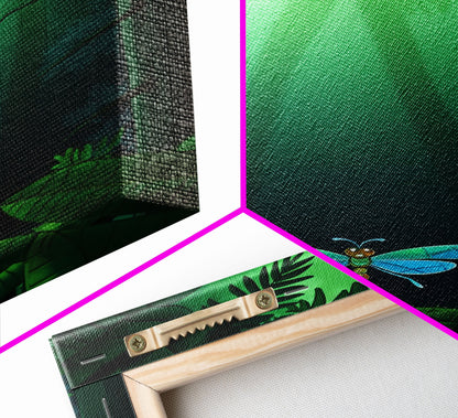 Dragonfly Wall Art, Nature Wall Decor, Woods, Trees, Green Art, Minimalist Print, Wall Decor, Canvas Print, Wall Art, Framed Canvas