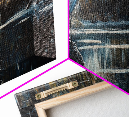 Blue Heron Wall Art, Framed Canvas Print, Nautical Home Decor, Blue Heron Painting, Panoramic Horizontal Wall Art