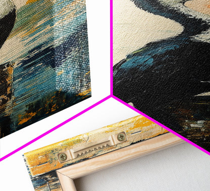 Abstract Bird Art, Coastal Wall Art, Nautical Decor, Bird Art Print, Framed Canvas Print, Rustic Wall Art,  Vertical Wall Art