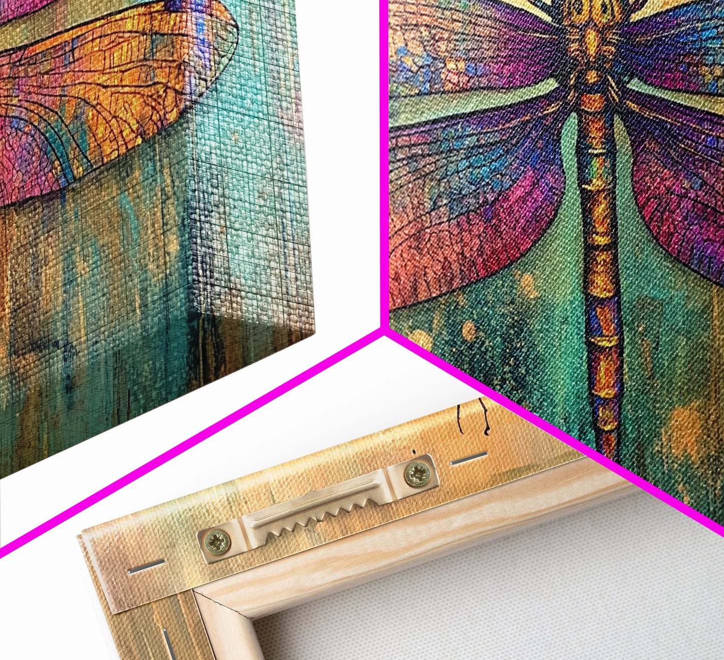 Dragonfly Art, Whimsical Art, Sacred Geometry Wall Art, Teal Wall Art, Blue and Green Wall Art, Nature Art, Canvas Print, Botanical Prints