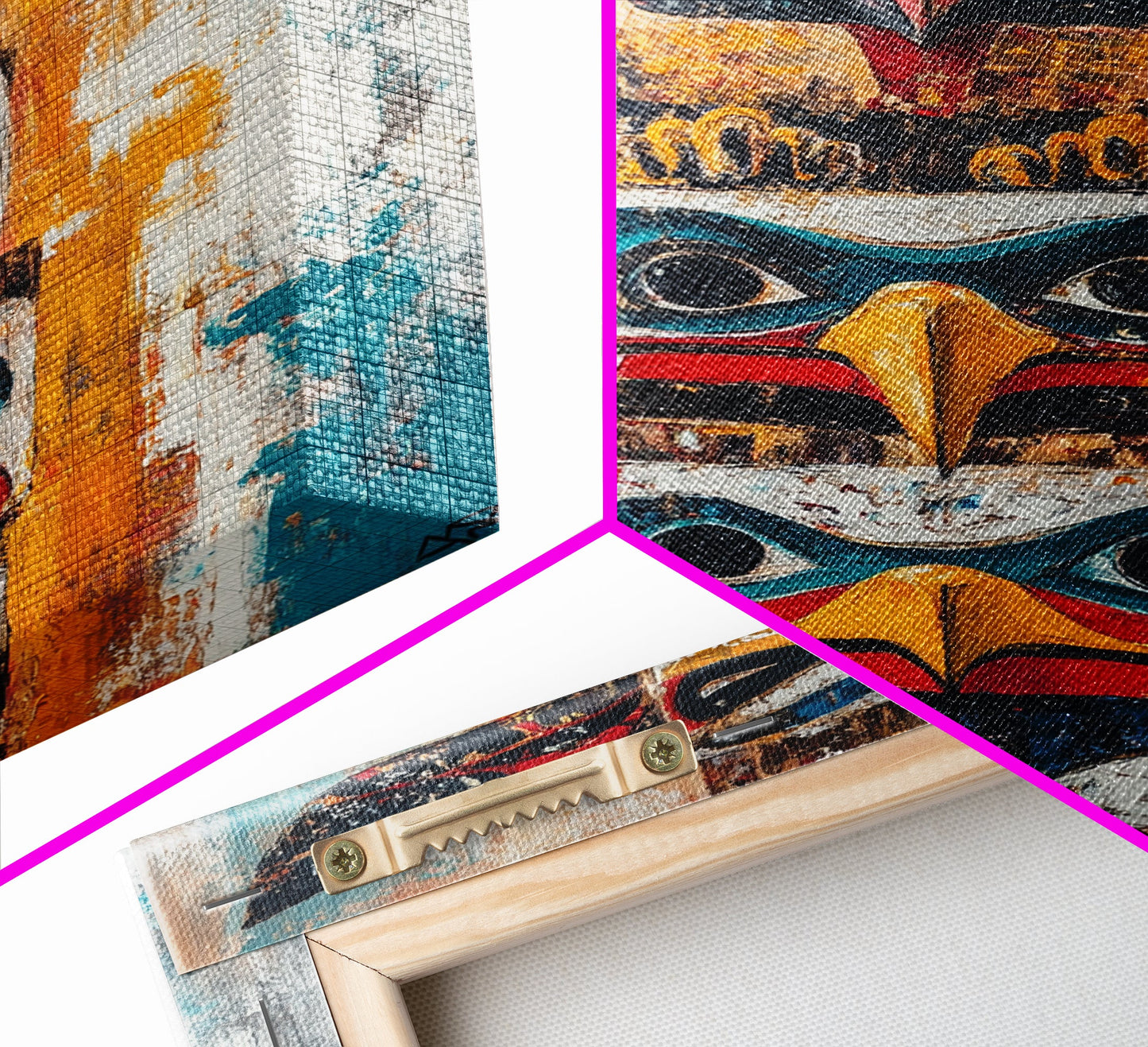 Totem Pole Art Framed Canvas Print Rustic Wall Decor Native American Art Tribal Home Decor Lodge Artwork Cabin Wall Art Southwest Boho