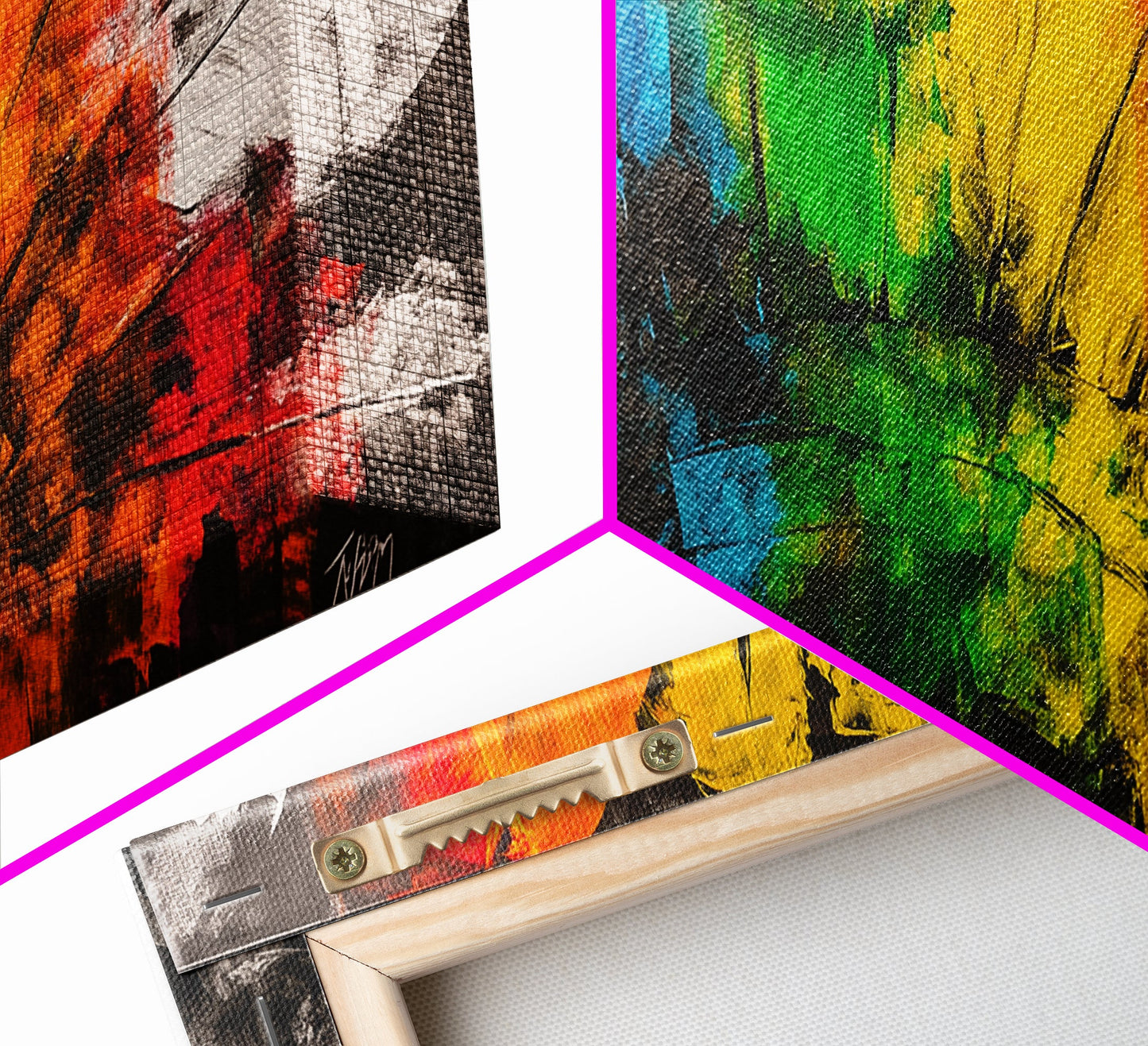 Rainbow Feathers, Colorful Abstract Art, Boho Wall Decor, Native American Inspired, Framed Canvas Print, Large Wall Art