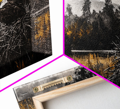 Majestic Bald Eagle, Wildlife Forest Art, American Patriot Decor, Nature Lover Wall Art, Cabin Artwork, Western Lodge Style, Canvas Print