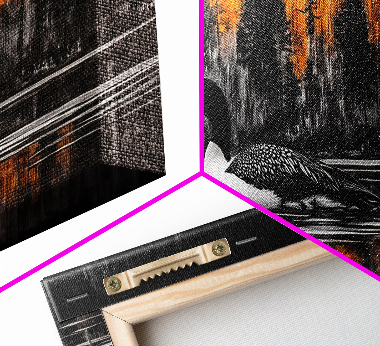 Autumn Lake, Wildlife Wall Art, Loon Bird Painting, Fall Nature Scene, Framed Canvas Print, Cabin Wall Art, Rustic Decor, Warm Fall Colors