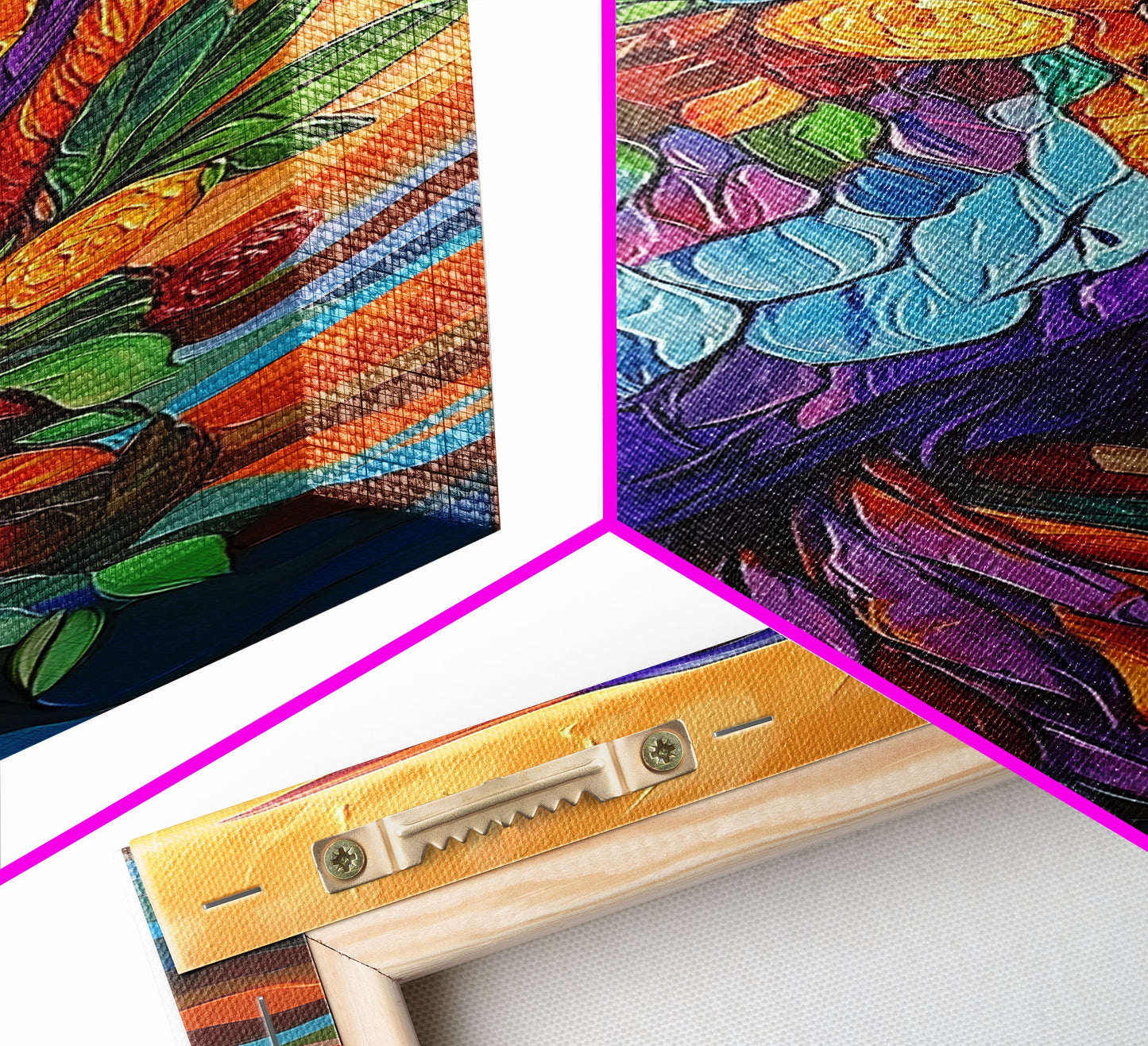 Bird, Colorful, Floral, Elegant, Framed Canvas Print exotic bird painting living room wall art bold colorful feathers tropical boho art