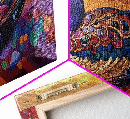 Vibrant Bird, Nature, Painting, Framed Canvas Print wildlife lover gift, boho bird wall art, hallway decor, tropical kitchen wall art