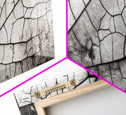 Macro Insect Wing, Abstract Nature Texture, Modern Neutral Wall Decor, Framed Canvas Print, Office Art, Monochrome Macro Photography