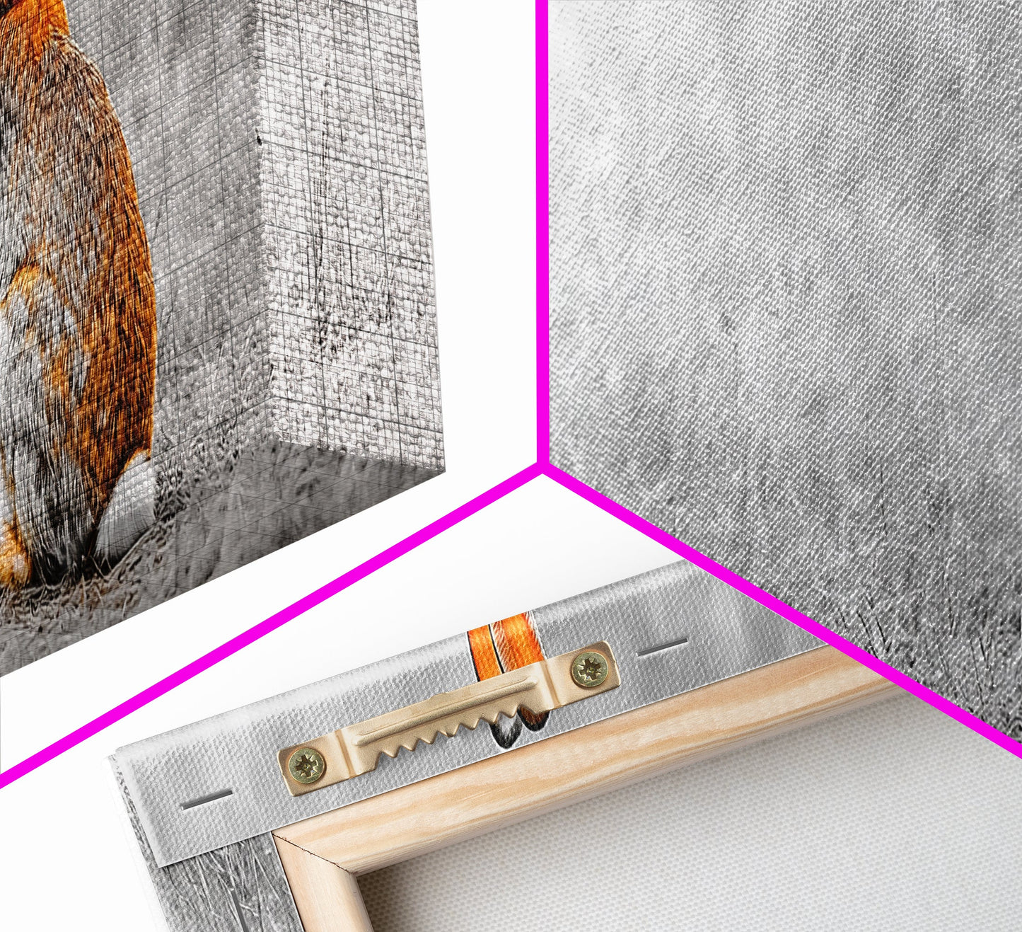 Orange Rabbit, Grass Field, Whimsical Nature, Framed Canvas Print, kids room wall art, nursery animal print, neutral nursery, woodland boho