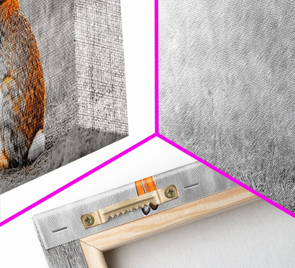 Orange Rabbit, Grass Field, Whimsical Nature, Framed Canvas Print, kids room wall art, nursery animal print, neutral nursery, woodland boho