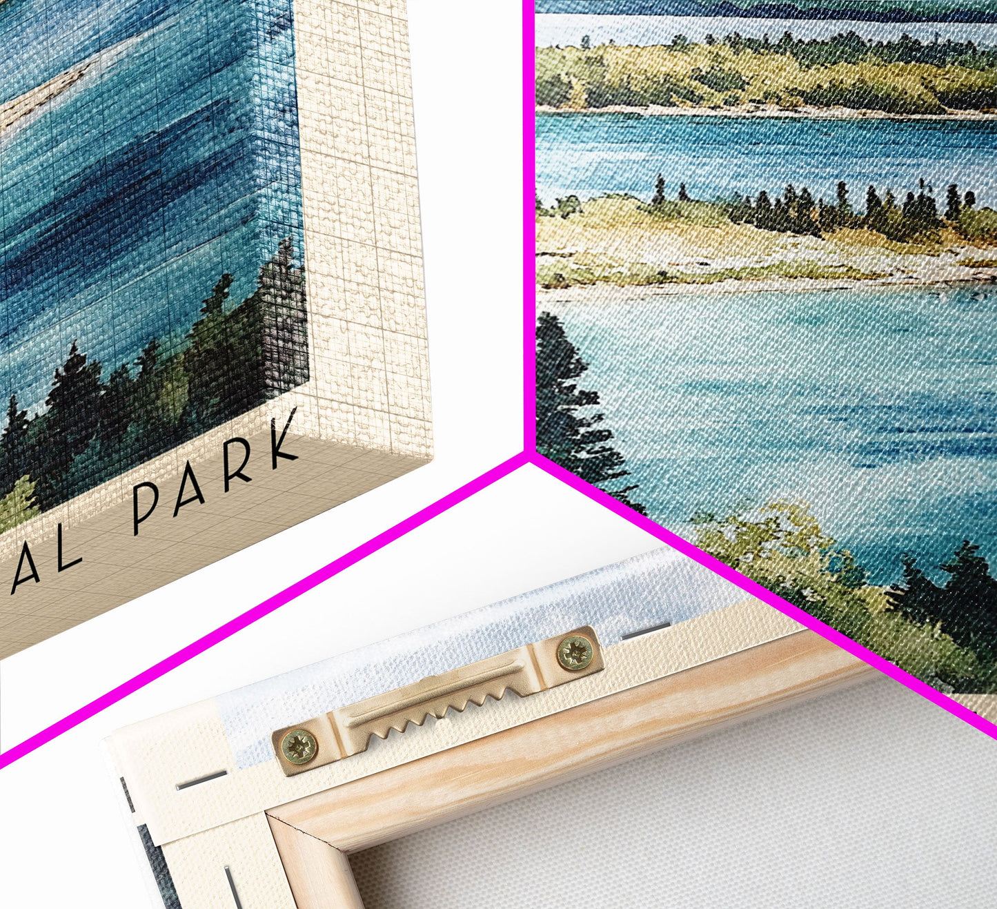 Isle Royale National Park, Michigan Watercolor Print, Vacation Gift, Michigan Wall Art, Beach Painting, Beach Decor, Large Wall Art, Wood Frame Art