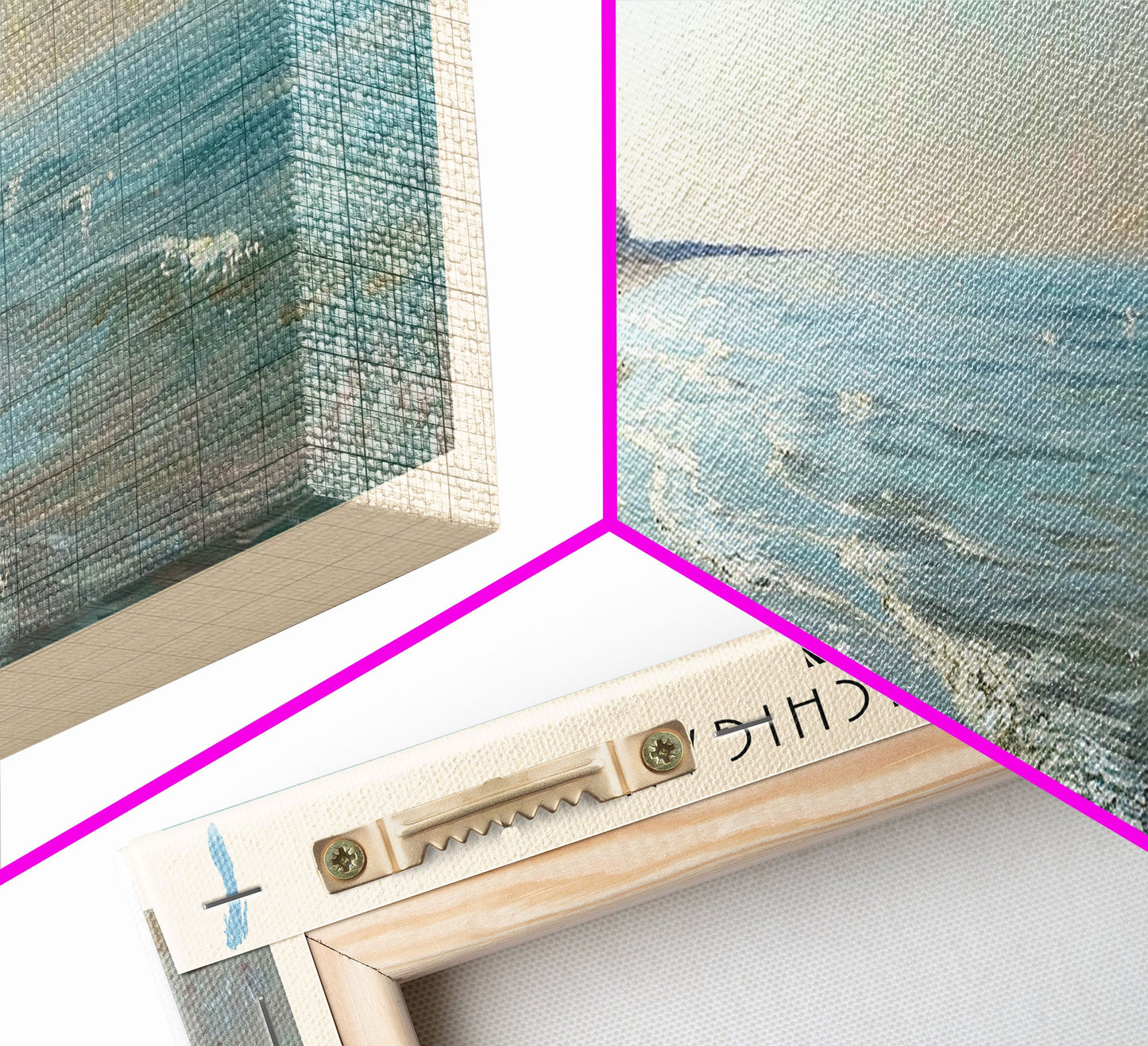 Lake Michigan Framed Canvas Print, Lake House Decor, Panoramic Wall Art, Travel Poster, Beautiful Landscape Painting, Bedroom Decor