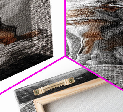 Howling Coyote on Rock Framed Canvas Print | Rustic Western Wall Art | Wildlife Painting | Moody Art | Farmhouse Decor | Gift Idea