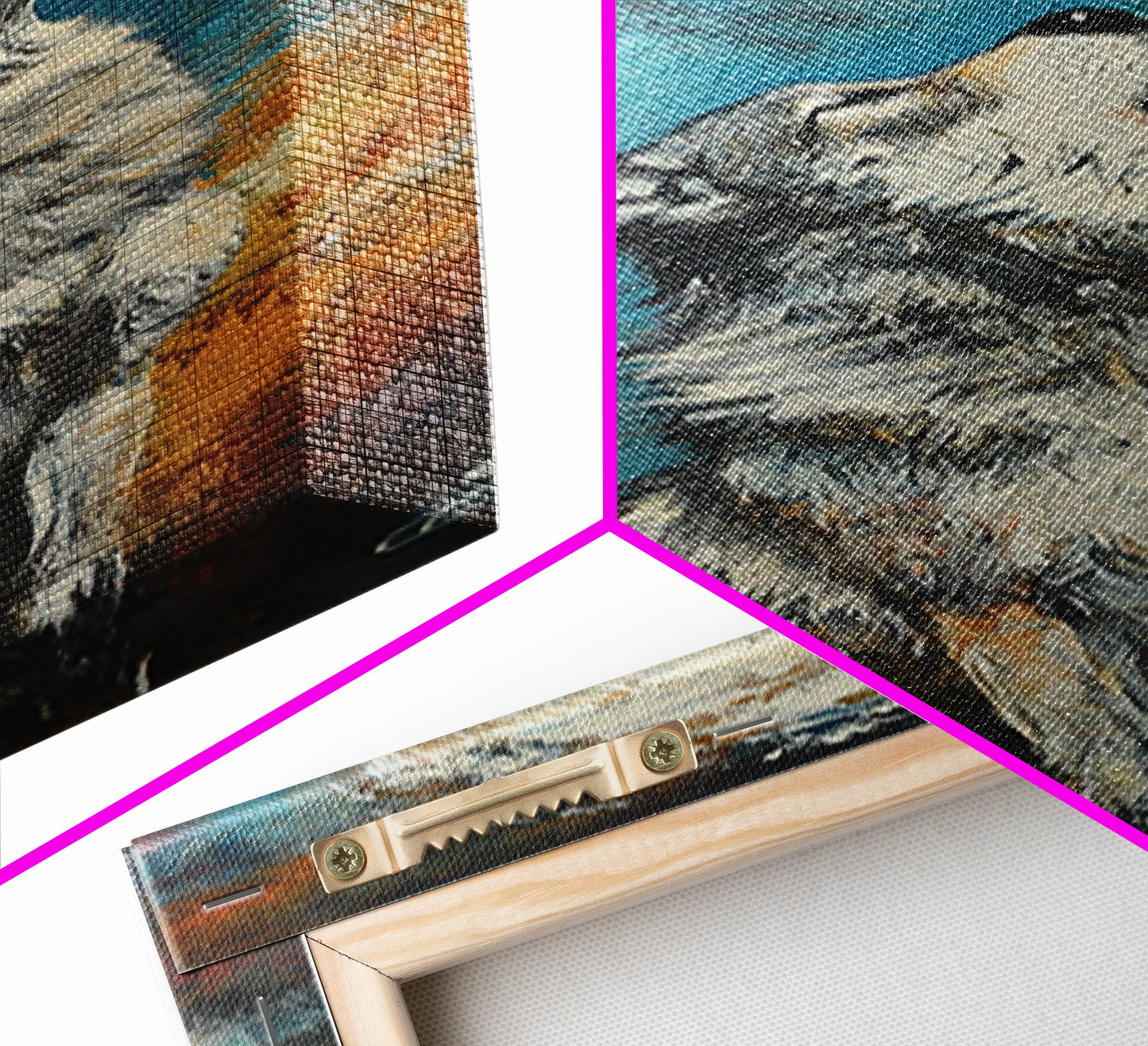 Full Moon Howling Wolf Canvas Print moody art, celestial wall art, nighttime painting, rustic decor, mountain painting, above bed wall art, blue and green wall art, bedroom art, southwest wall art