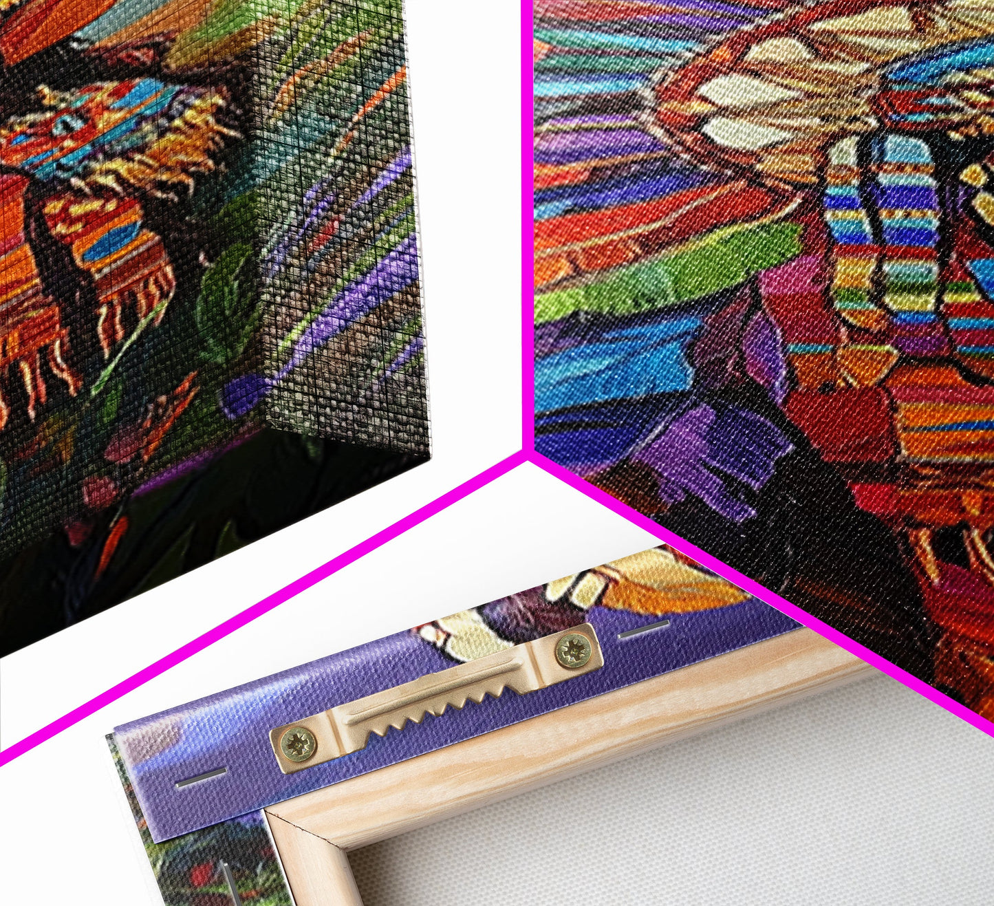 Vibrant Native Woman Framed Canvas Print Afrocentric Wall Art Bold Colorful Portrait Rustic Art Southwest Wall Art