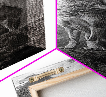 Howling Coyote, Framed Canvas Print, southwest wall art, rustic wall art, wildlife photography, desert landscape art, cowboy art, boho home decor