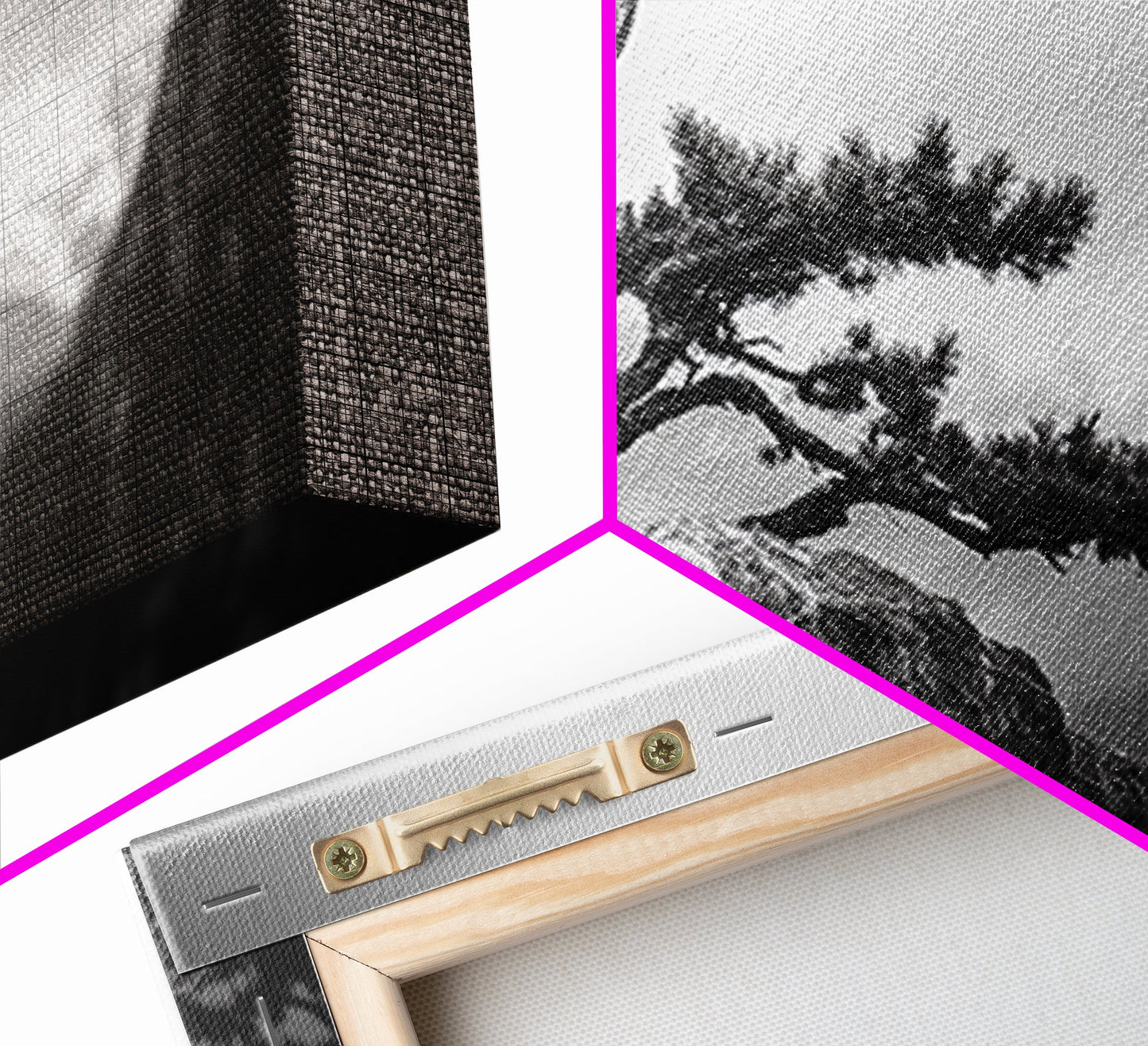 Majestic Bald Eagle, pine tree art, bird art, nature photography, mountain painting, wildlife art, extra wide art, framed canvas print