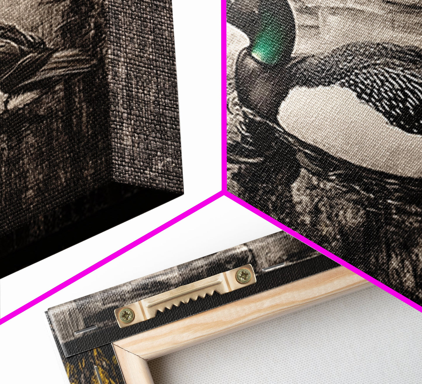 Loon Water Bird, Black and White Painting, Rustic Wildlife Art, Nature Wall Art, Lake House Decor, Framed Canvas Print, Extra Wide Art