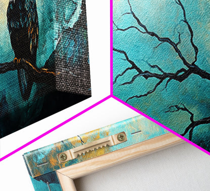 Eagle, Moody Art, Dark Romance Painting, Nature Painting, Rustic Wall Art, Above Sofa Art, Extra Wide Art, Framed Canvas Print, Wildlife Art