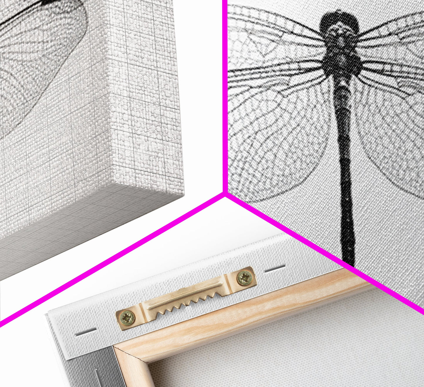 Dragonfly, line art, minimalist art, black and white art, nature painting, botanical prints, extra wide art, framed canvas print