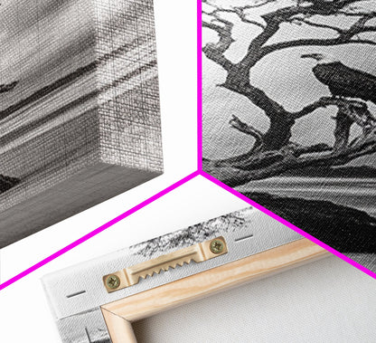 Bald eagle, nature wall art, moody art, wildlife photography, tree art, black and white art, above bed wall art, framed canvas print