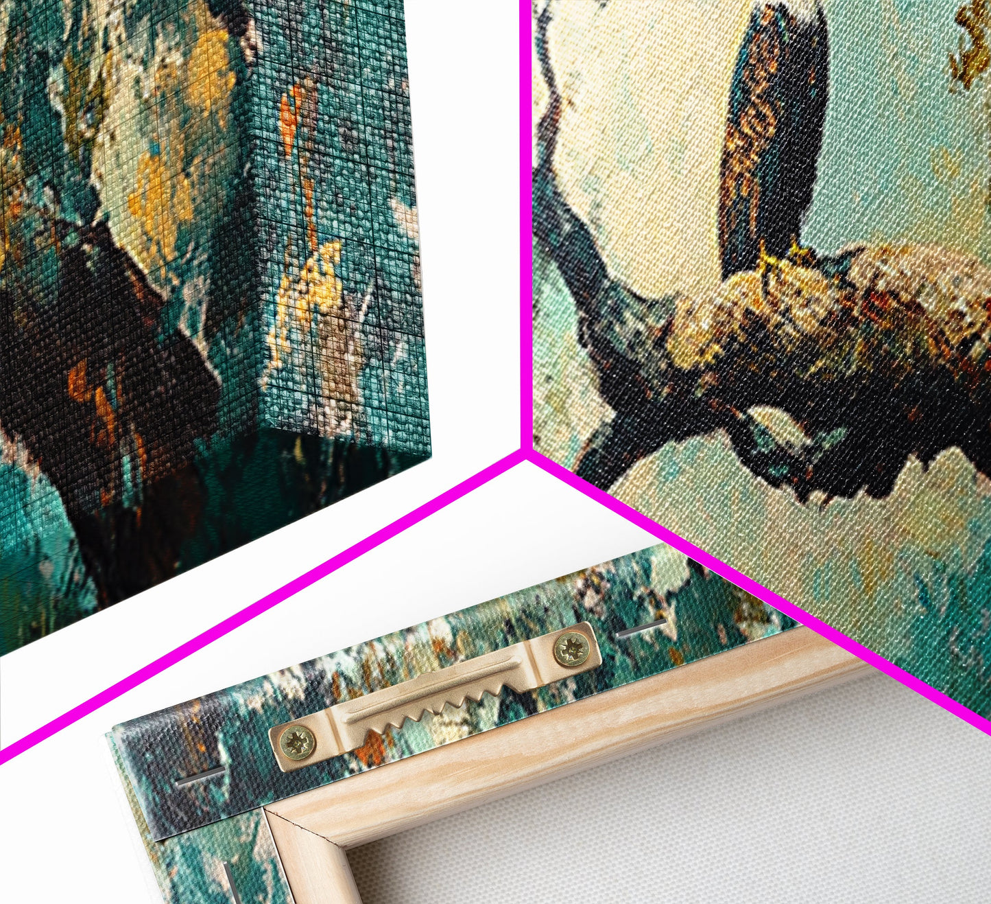 Eagle Painting, Framed Canvas Print, Bird Art, Forest At Dusk Painting, Moody Art, Extra Wide Art, Rustic Wall Art, Above Bed Art