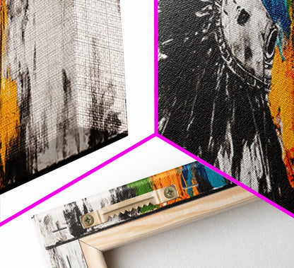 Native American Horse, rustic art, horse wall art, chicano art, graffiti wall art, southwest wall art, framed canvas print, panoramic painting