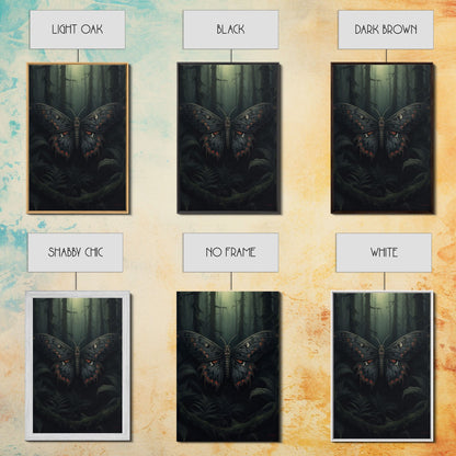 Butterfly In Woods, Butterfly Wall Decor, Dark Art, Green Wall Art, Insect Wall Decor, Wall Decor, Canvas Print, Wall Art, Framed Canvas