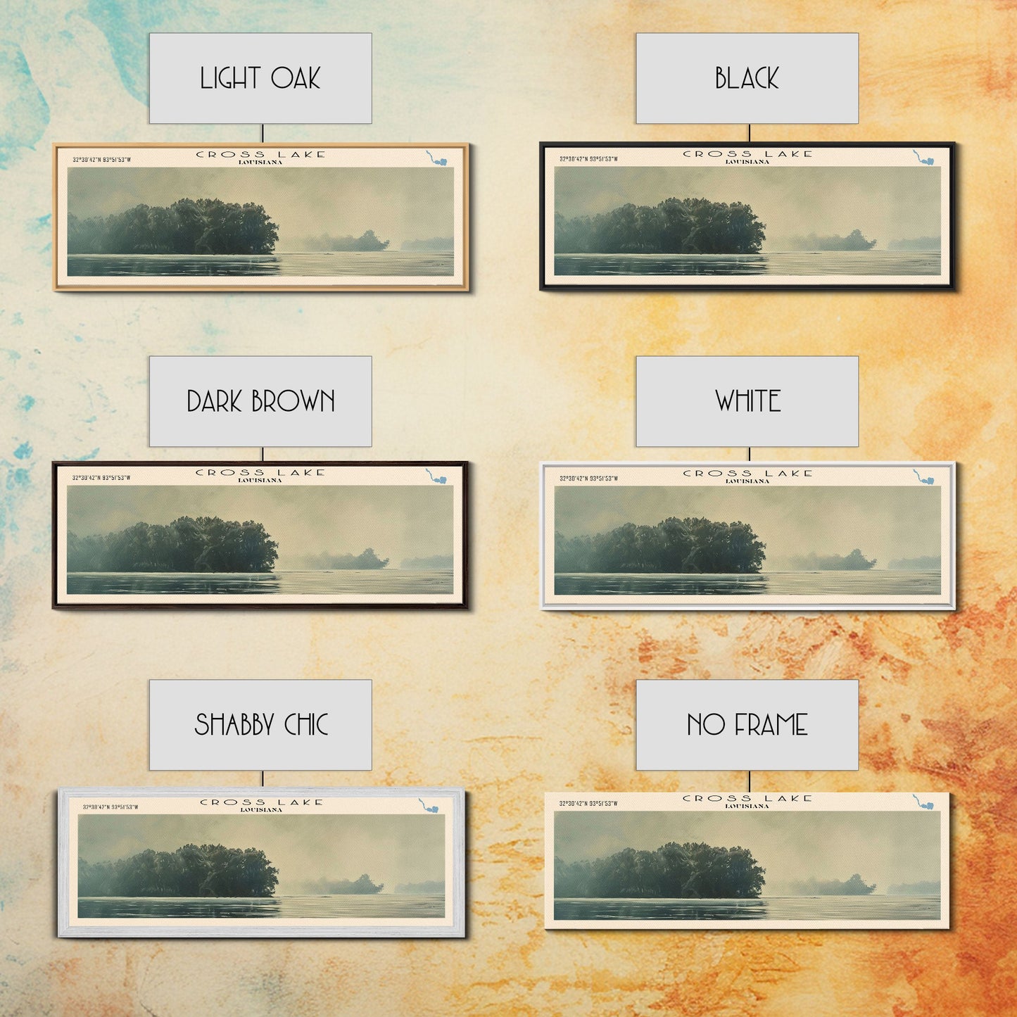 Crooked Lake Michigan Framed Canvas Print, Lake House Art, Panoramic Wall Art, Travel Poster, Minimalist Lake Painting, Home Decor