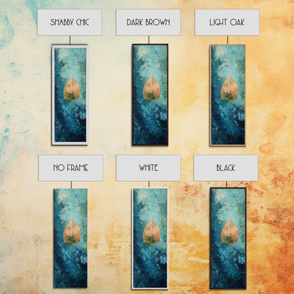 Golden Leaf, botanical prints, wabi sabi wall art, nature inspired art, minimalist art, teal wall art, Canvas Print