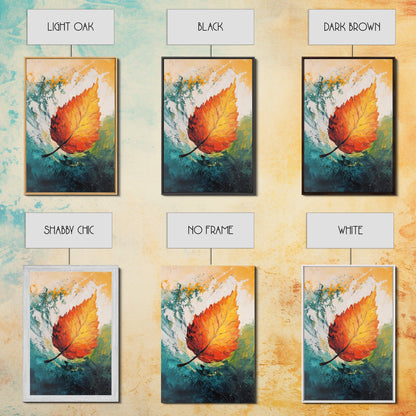 Fall Leaf Painting, Autumn Wall Art, Botanical Prints, Seasonal Home Decor, Vibrant Color Art, Cozy Rustic Art, Framed Canvas Print