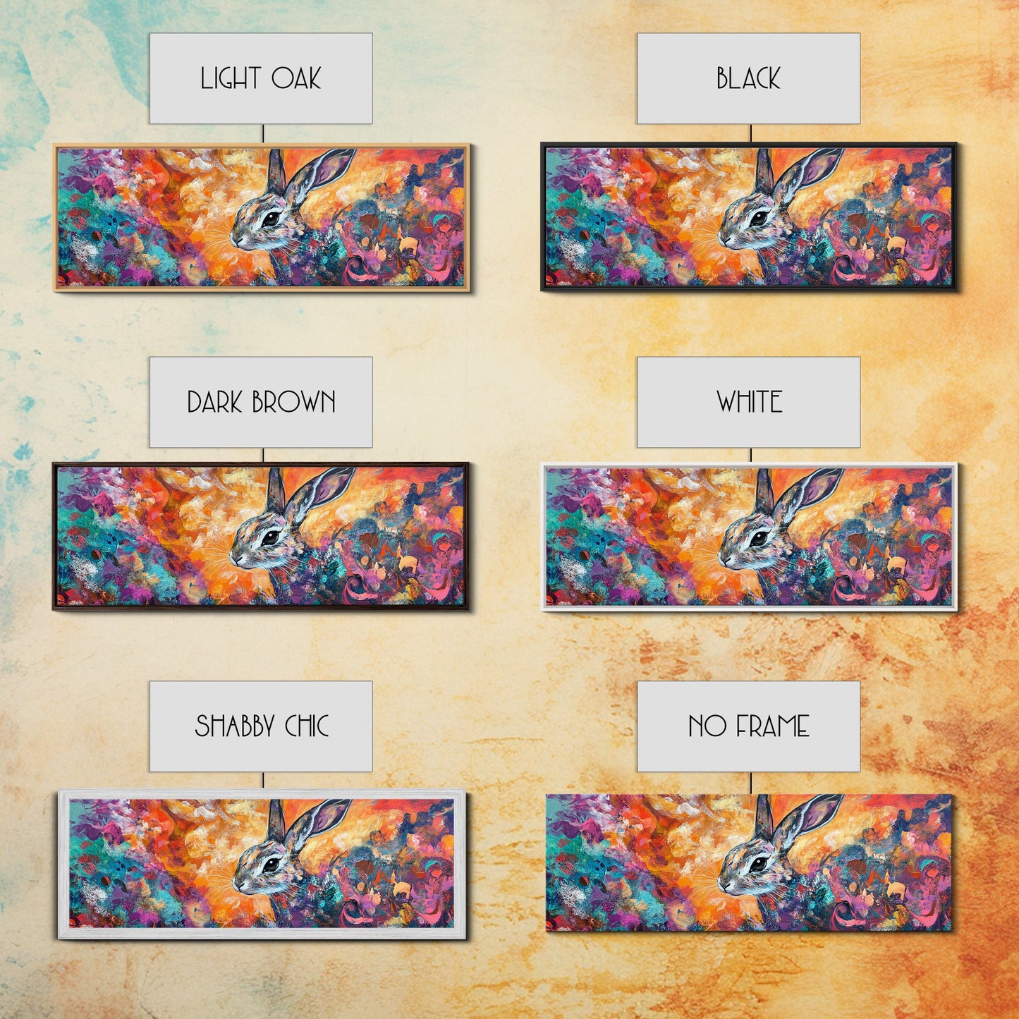 Colorful Abstract Rabbit Canvas Print, Vibrant Animal Wall Art, Boho Bunny Painting, Nature Wildlife Art, Playful Bedroom Decor