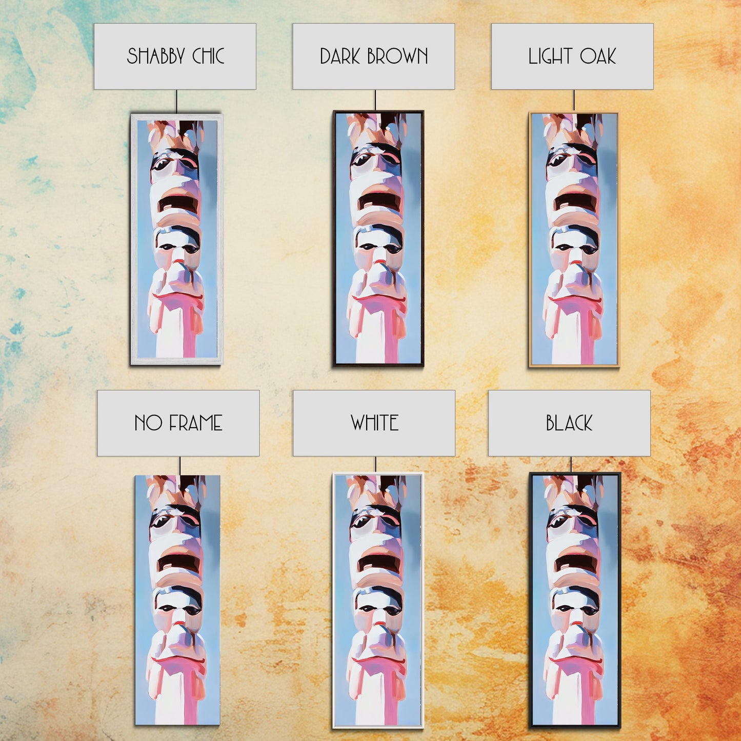 Tribal Totem Pole, Indigenous Art, Abstract Native American Decor, Boho Wall Art, Cultural Artwork, Modern Living Room, Canvas Print