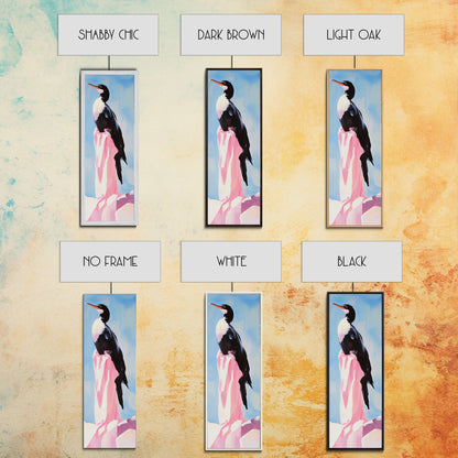 Modern Bird Art, Coastal Decor, Minimalist Painting, Framed Canvas Print, Black and White Animal Art, Living Room Wall Art, Nature Print