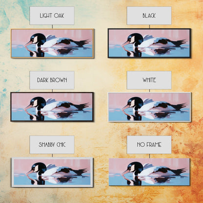 Water Bird, serene wildlife art, nature-inspired home decor, modern minimalist print, framed canvas print, coastal bird artwork