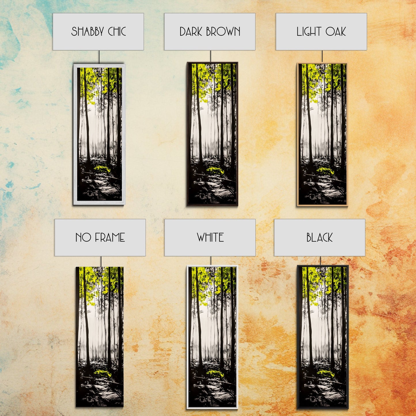 Misty Forest, Yellow Leaves, Autumn Woods, Framed Canvas Print, Nature Wall Art, Modern Home Decor, Minimalist Landscape, Fall Art