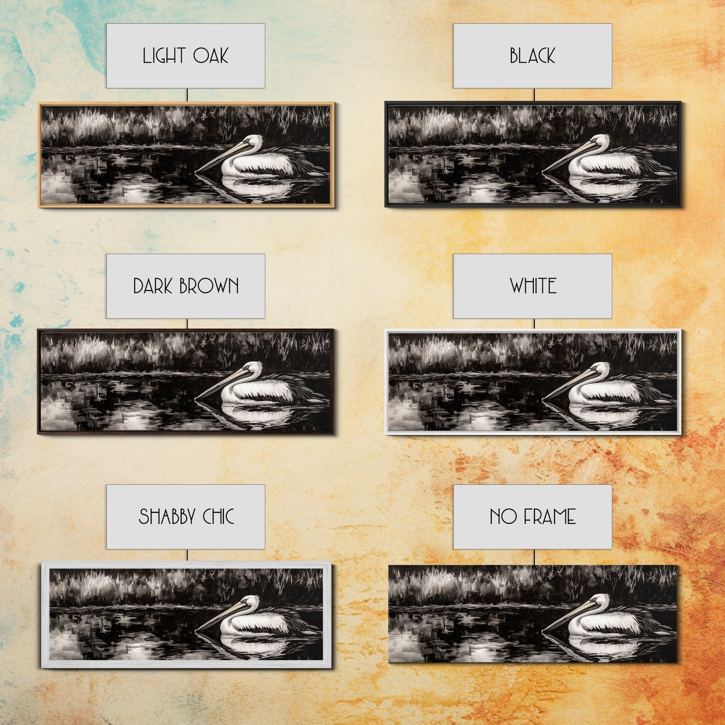 Pelican Reflection, Black White, Wildlife Art, Canvas Print, Nature Wall Art, Coastal Home Decor, Bird Lovers Gift, Monochrome Photography