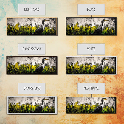 Modern Bird Art, Black and White Wall Decor, Nature Painting, Wildlife Art, Abstract Landscape, Living Room Wall Art, Framed Canvas Print