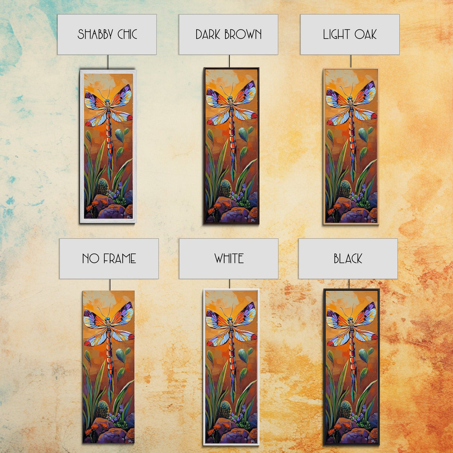 Dragonfly Wings, Garden Sunset, Whimsical insect decor Canvas Print, vibrant boho nature wall art, entryway statement piece