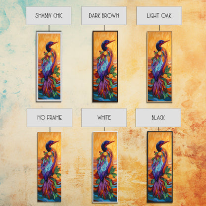 Bird, Colorful, Floral, Elegant, Framed Canvas Print exotic bird painting living room wall art bold colorful feathers tropical boho art